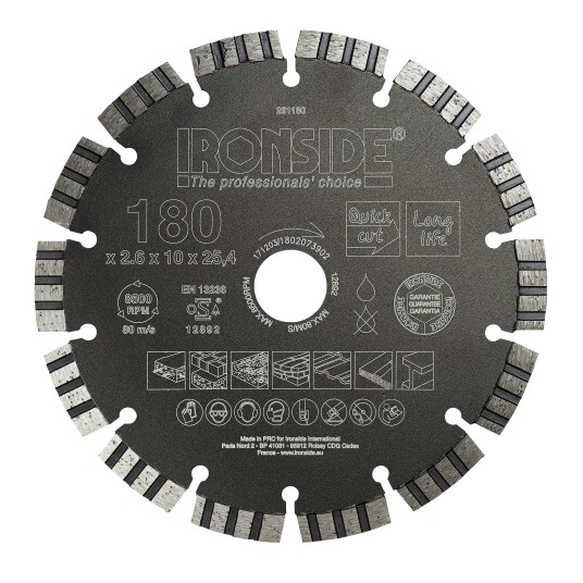 Ironside 201180 Kappeskive universal 180 x 25,4 x 2,6 mm Maskintilbehør & forbruk