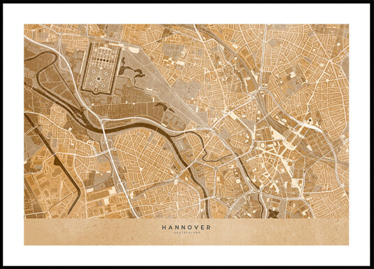 Sepia vintage map of Hannover downtown Germany Plakat Plakat / 50x70cm