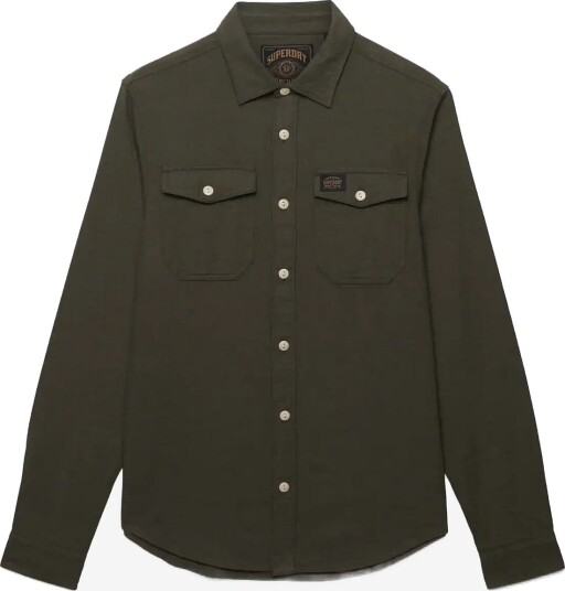 Superdry Herringbone Workwear Shirt OLIVE GREEN SLUB S