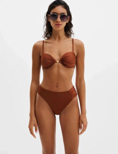 Malina Tovere Draped Bikini Top   Brown   M