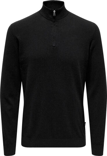 ONLY & SONS Onsloui Reg 12 Mel Half Zip Knit Noos Black XS