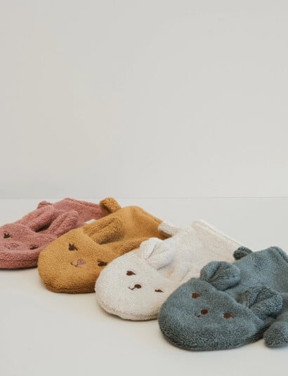 Fabelab Bath Mitts 2 Pack Bear And Bunn Pink One Size