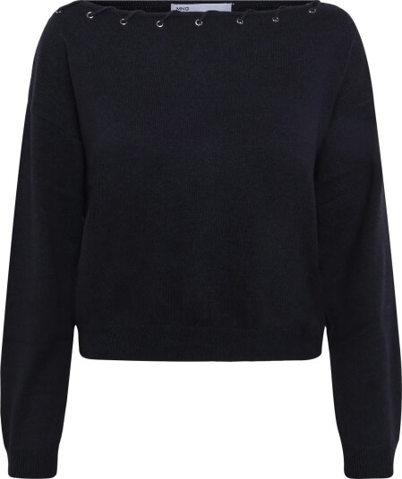 Mango Teen Knitted Jumper With Neck Detail   CHARCOAL   S