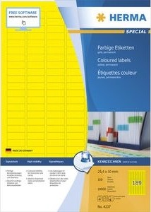Herma 4237 Gult Avrundet Rektangel Matte 189 Stykker 100 Ark 25,4 Mm