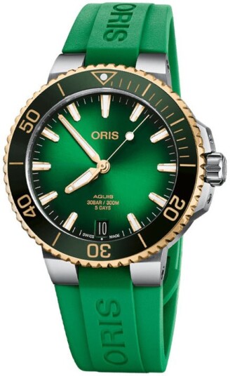 Oris Herreklokke 01 400 7769 6357 07 4 22 77FC Aquis Grønn/Gummi
