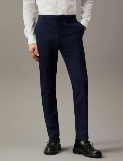 Calvin Klein Stretch Wool Slim Su - Navy - 48