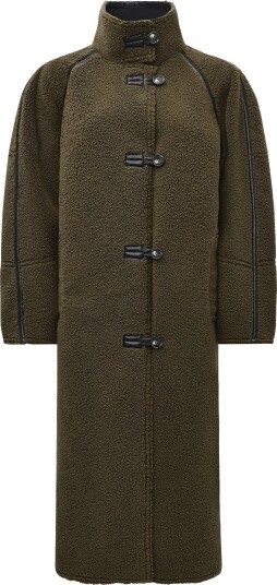 Topshop Tsselma Longline Borg Coat Otw GREEN BEE M Topshop Tsselma Longline Borg Coat Otw GREEN BEE M