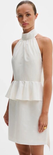 Malina Katy Jacquard Ruffled Halterneck Mini Dress White 34 Malina Katy Jacquard Ruffled Halterneck Mini Dress White 34