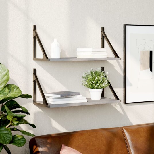 Vegghyller 2 stk grå sonoma 50x15x50 cm konstruert tre 8721012046702