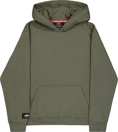 Alpha Industries Label Hoodie Backprint   Khaki green   S