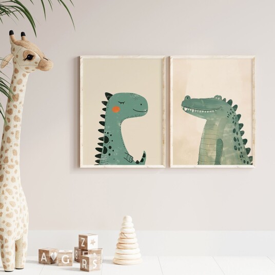 Namly Design Plakat Dinosaur og Krokodille / Sett av 2 POSTERTOBA8M Namly Design Plakat Dinosaur og Krokodille / Sett av 2 POSTERTOBA8M