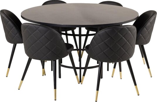Spisegruppe furniture/fashion Copenhagen med 6 Valentina Kunstlær Stoler