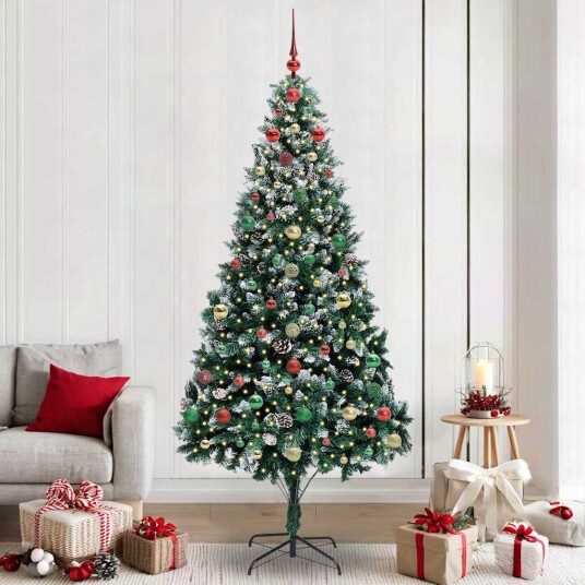 Kunstig juletre med 300 LED grønn 240 cm PVC og Stål og Plast