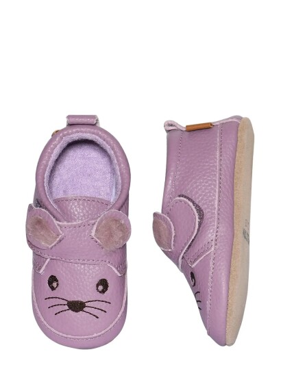 Melton Mouse Leather Slippers Purple 16/19