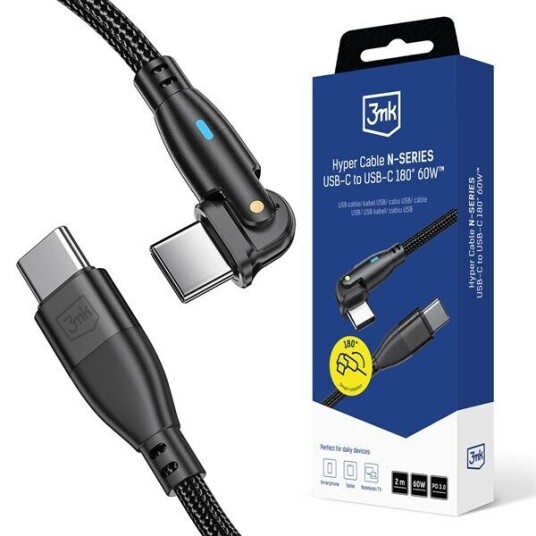 3mk Hyper Cable 3mk Hyper Cable N SERIES USB C / USB C 2m 20V/3A 60W / svart