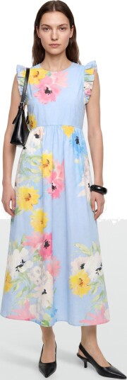 by Ti Mo Cotton Taffeta Ruffle Dress Blue L