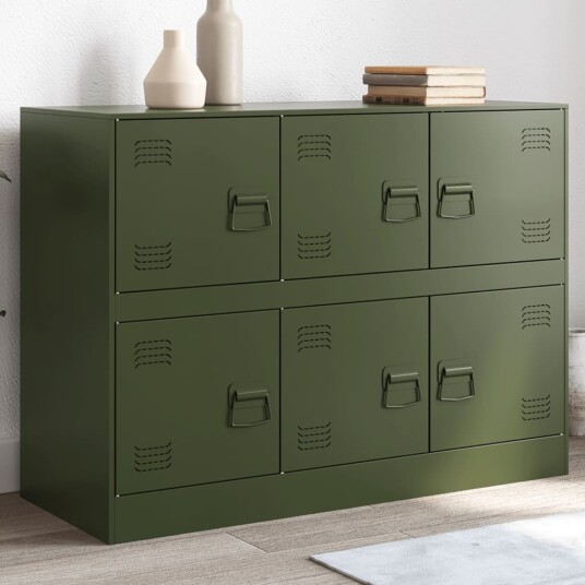 Skjenk olivengrønn 99x39x73 cm stål