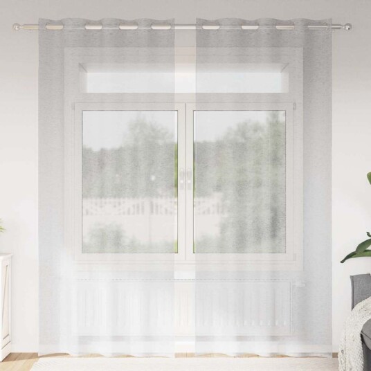 Gardiner med gardiner 2 pcs Lysegrå Polyester