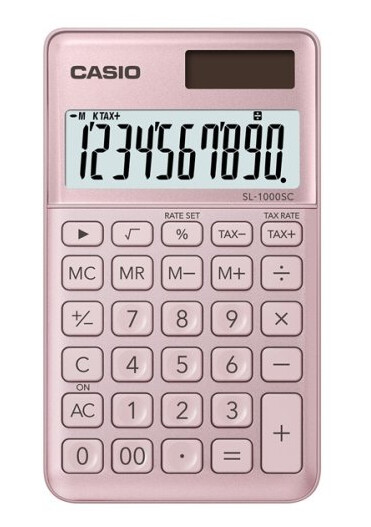Casio Sl-1000Sc - Lommekalkulator - 10 Sifre - Solpanel, Batteri - Rosa Casio Sl-1000Sc - Lommekalkulator - 10 Sifre - Solpanel, Batteri - Rosa