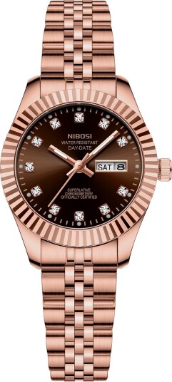 Nibosi Millbury Day Date Rose Gold Brown