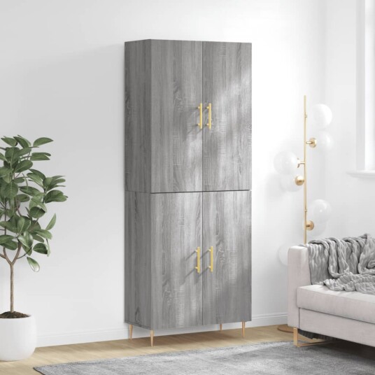 vidaXL Highboard grå sonoma 69,5x34x180 cm konstruert tre 8720845409227 vidaXL Highboard grå sonoma 69,5x34x180 cm konstruert tre 8720845409227