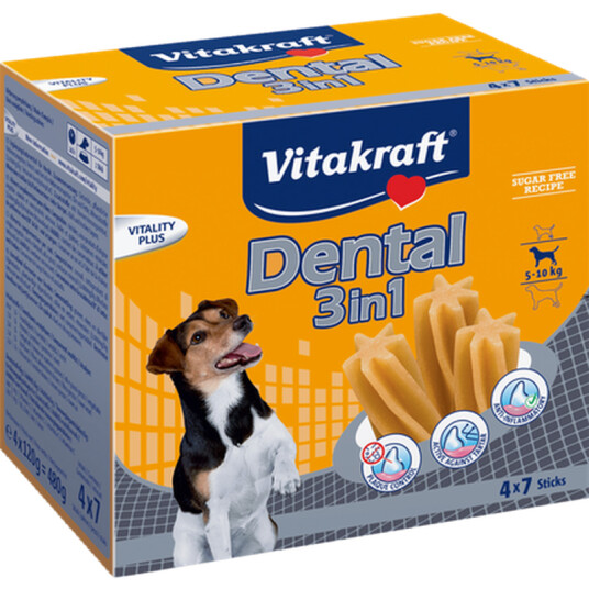 Vitakraft Tannpleie 3 i 1 Hundegodbiter for Tannhelse - 28 stk.