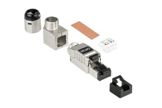 Rj45 Kontakt Kat. 6A Verktøyfri / Feltmontering Stp Skjermet Metall 5 Retninger Bra Gc N0165