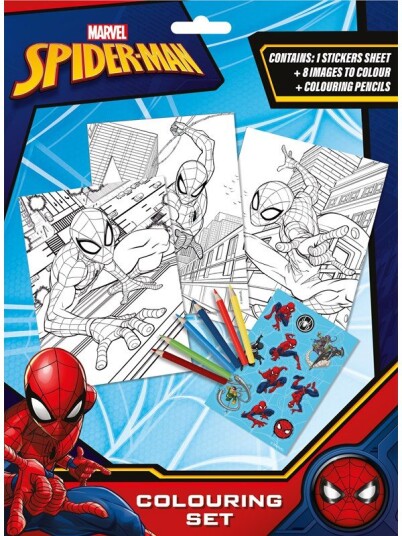 Euromic SPIDERMAN fargesett med 6 fargeblyanter Euromic SPIDERMAN fargesett med 6 fargeblyanter
