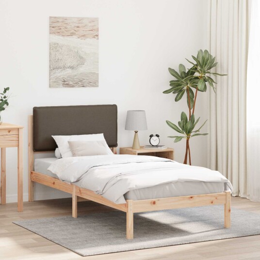 Sengeramme med Polstret Hodegjerde Gråbrun 90 x 200 cm
