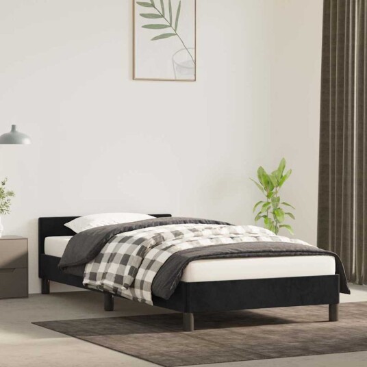  Sengeramme uten madrass svart 90x190 cm Single fløyel