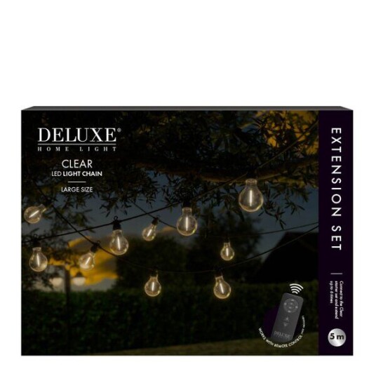 DeluxeHomeart LED lyslenke ekstrasett stor 5 m klar DeluxeHomeart LED lyslenke ekstrasett stor 5 m klar