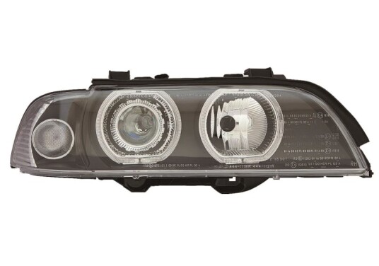 Depo Frontlyktesett LED ringer 
svart med hette over blink 444 1119PMNEPM2