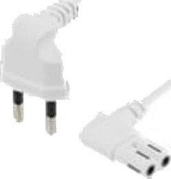 Deltaco 3m Strømkabel Europlug C7 Hvit - Ujordet IEC 60320