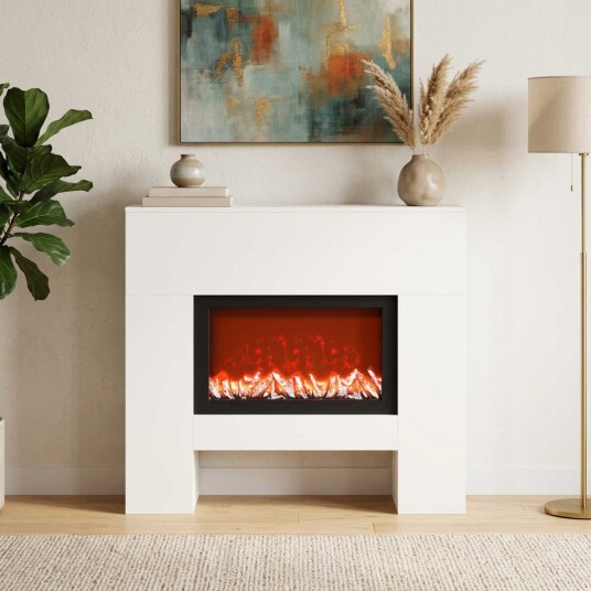 vidaXL Elektrisk peis Hvit 100 x 24,5 x 90 cm Konstruert tre