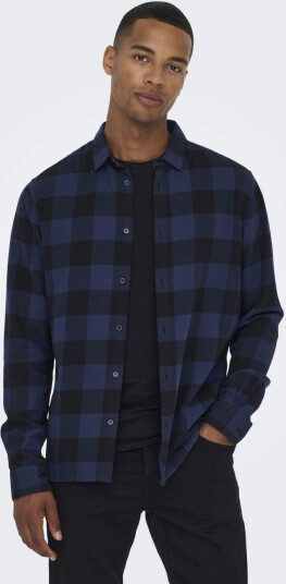 ONLY & SONS Onsgudmund Ls Checked Shirt Noos - Blue - S