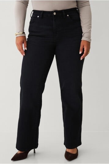 Ellos Plus Collection Jeans med vide ben og høy midje Svart
