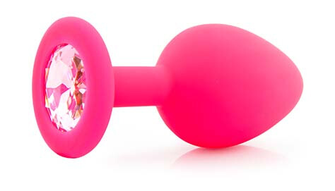 Silicone Plug With Gem Medium Pink