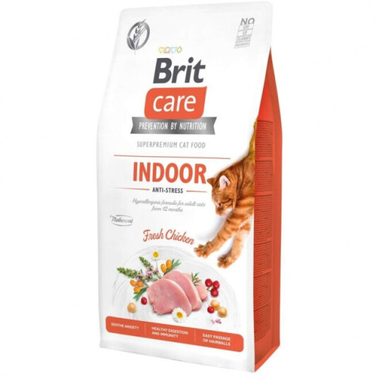 Brit Care Kattemat Kornfritt Innekatt Antistress 2 kg med Kylling