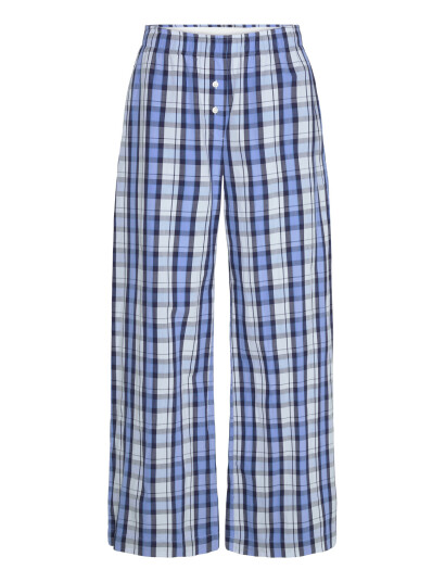 Monki Wide-Leg Cotton Twill Trousers - Blue - XS