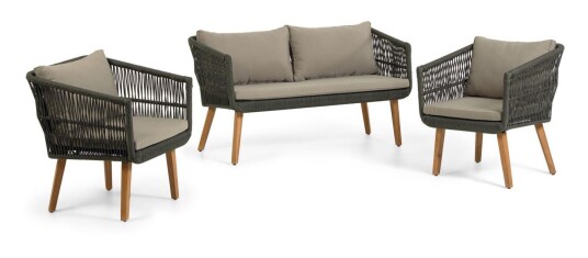 Kave Home Inti Loungesett sofa + 2 loungestoler Grønn