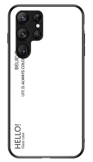 INCOVER Samsung Galaxy S23 Ultra Glass Bakdeksel - Hello - Hvit