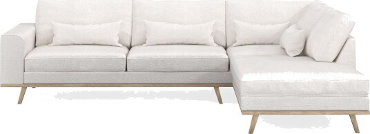 Copenhagen 4 seters Høyrevendt L formet Sjeselongsofa i Bouclé Hvit
