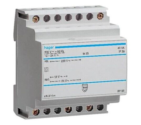 Hager Safety transformer 40VA 12-24V 4M (3250615703149)