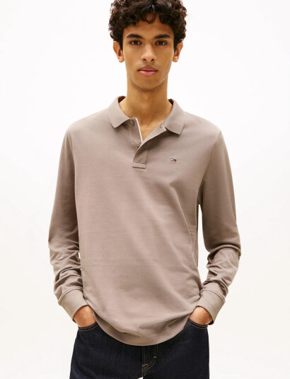 Tommy Jeans Tjm Slim Placket Polo Ls Ext   Beige   XL