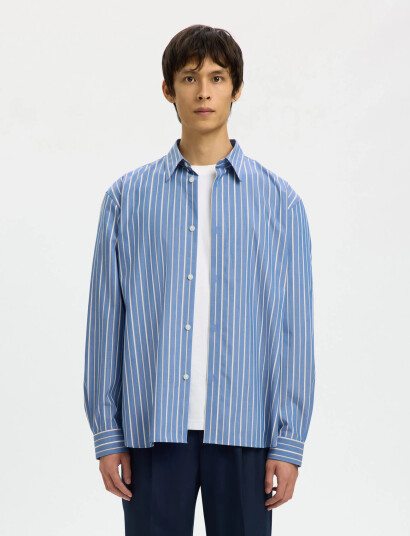 Selected Slhrlxben Stripe Ls Shirt Blue S