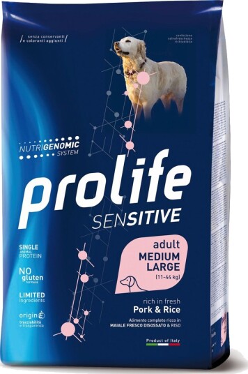 Prolife Sensitive Adult Medium/Large Svinekjøtt Og Ris For Voksne 2 X 10 kg