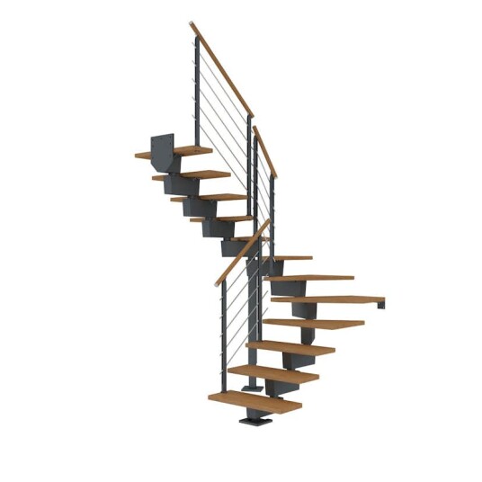 Dolle Dubai U trapp Antracit 7016 design oljeret Eik 90 12 Loddret Høyde 221 273cm