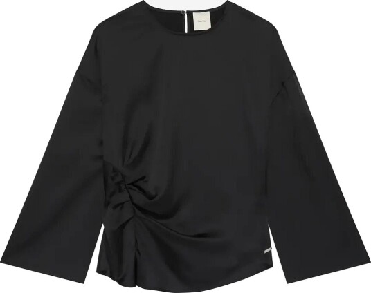 Calvin Klein Matte Satin Ls Ruched Top BLACK M