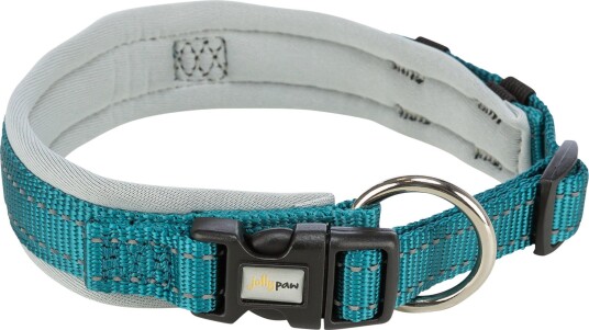 Jolly Paw Dog Jolly paw Extra Wide Dog Collar –S: 27– petrol/Light Grey S/M