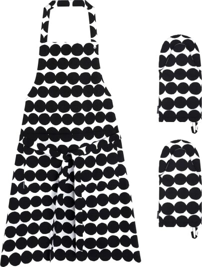Marimekko Räsymatto kjøkkentekstilsett Hvit-svart Marimekko Räsymatto kjøkkentekstilsett Hvit-svart